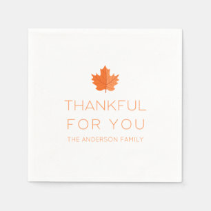 Thankful For You   Modern Minimalist Thanksgiving Napkin