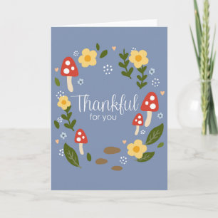 Thankful for You Mushroom Wreath Thanksgiving Card
