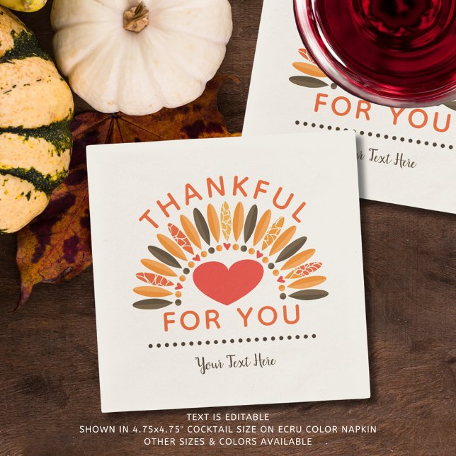 THANKFUL FOR YOU - Personalised Thanksgiving Napkin (Creator Uploaded)
