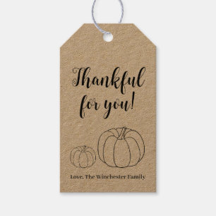 Thankful for you pumpkin rustic kraft custom text gift tags