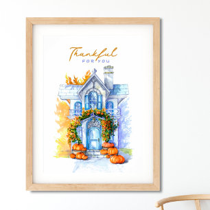 Thankful for You Thanksgiving Day Poster