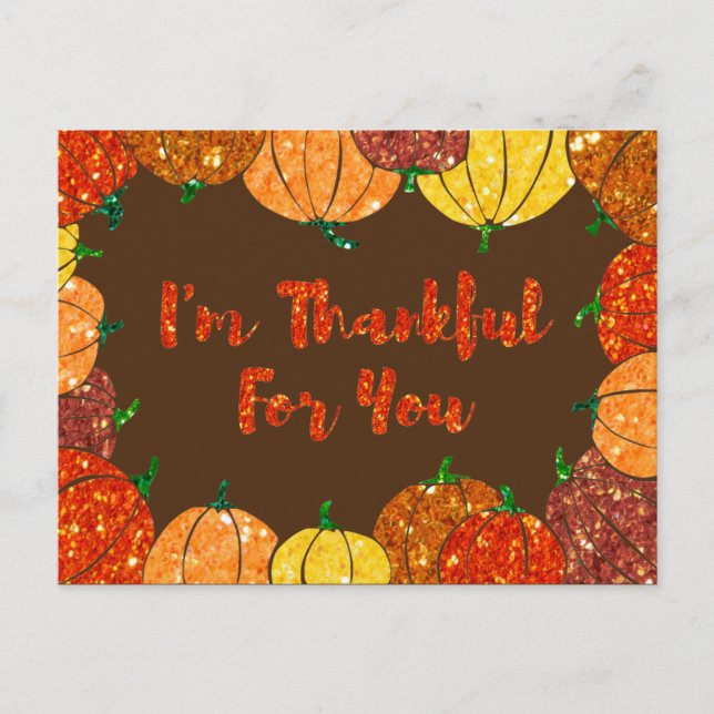 Thankful For You Thanksgiving Holiday Card (Front)