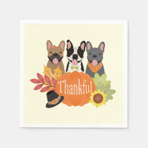 Thankful French Bulldogs Thanksgiving Napkin