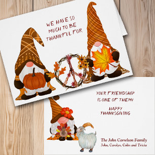 Thankful Friendship Gnomes Thanksgiving Card