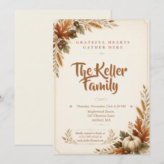 Thankful Gathering Autumn Thanksgiving Celebration Invitation