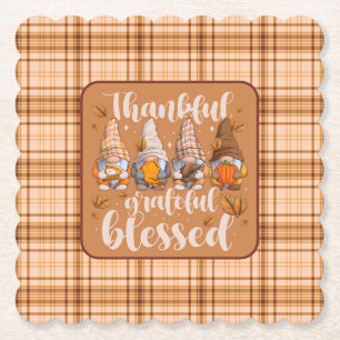 Thankful Gnomes – Autumn Blessings Paper Coaster