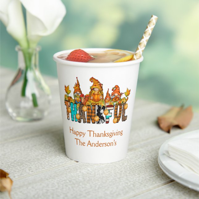 Thankful Gnomes Fall Thanksgiving Autumn Pumpkins  Paper Cups (Insitu)