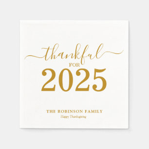 Thankful Gold Script Personalised Thanksgiving Napkin