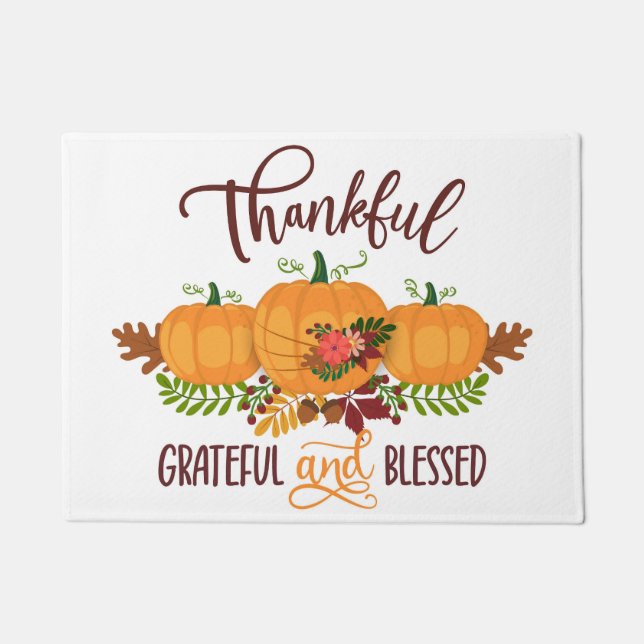 Thankful, Grateful and Blessed Doormat (Front)