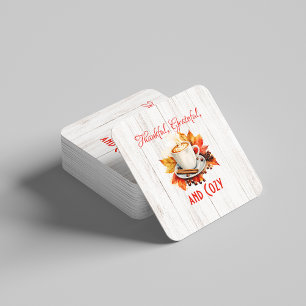 Thankful, Grateful, and Cosy – Thanksgiving Square Paper Coaster
