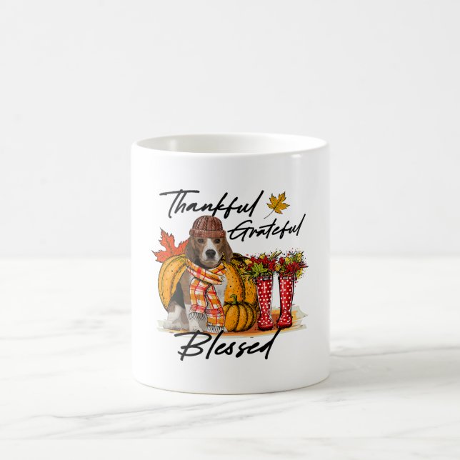 Thankful Grateful Beagle Dog Lovers Fall Thanksgiv Coffee Mug (Center)