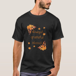 Thankful Grateful Blessed Autumn Fall Leaves T-Shirt