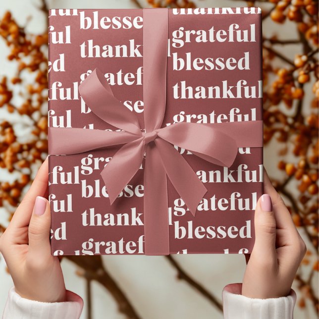 Thankful Grateful Blessed Autumn Wrapping Paper (Creator Uploaded)
