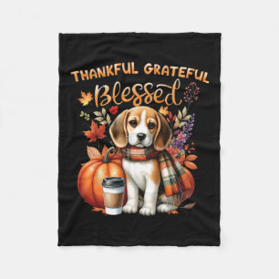 Thankful Grateful Blessed Beagle Dog Happy Fall Y' Fleece Blanket