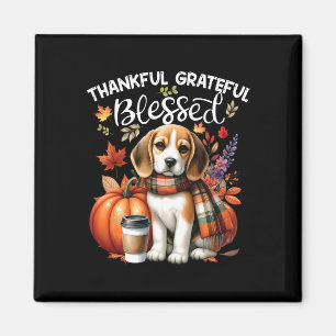 Thankful Grateful Blessed Beagle Dog Happy Fall Y' Magnet