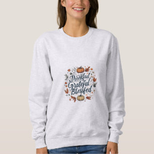 Thankful Grateful Blessed Boho Neutral Thanksgivi Sweatshirt