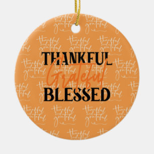 Thankful, Grateful, Blessed Ceramic Tree Decoration