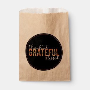 Thankful Grateful Blessed Cheetah Print Typography Favour Bags