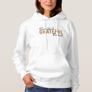 Thankful Grateful Blessed Cheetah Print Typography Hoodie