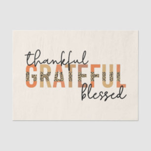 Thankful Grateful Blessed Cheetah Print Typography Tissue Paper