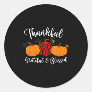 Thankful Grateful Blessed Christmas & Thanksgi Classic Round Sticker