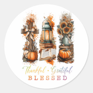 Thankful Grateful Blessed Classic Round Sticker
