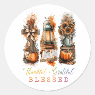 Thankful Grateful Blessed Classic Round Sticker