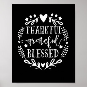 Thankful Grateful Blessed Comfy Fall Poster