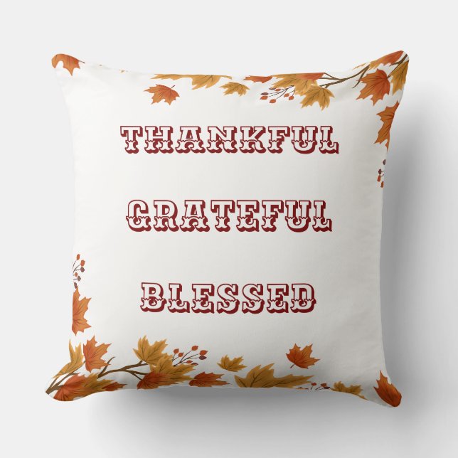 Thankful, Grateful, Blessed: Cosy Fall Leaves  Cushion (Front)