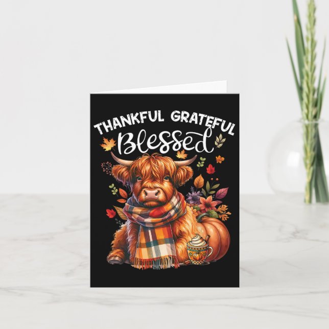 Thankful Grateful Blessed Cow Fall Y'all Autumn  Card (Front)