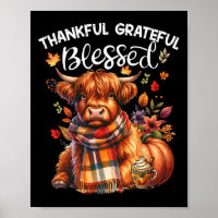 Thankful Grateful Blessed Cow Fall Y'all Autumn