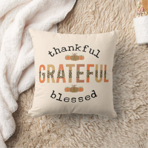 Thankful Grateful Blessed Cute Fall Thanksgiving  Cushion