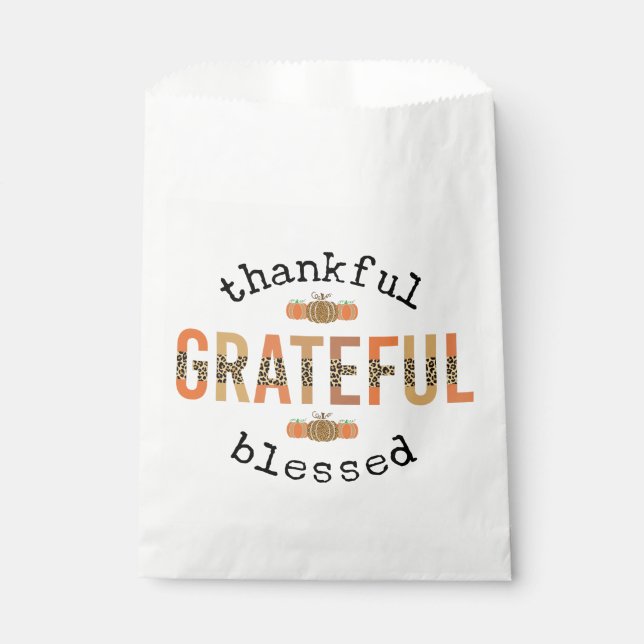 Thankful Grateful Blessed Cute Fall Thanksgiving Favour Bags (Front)