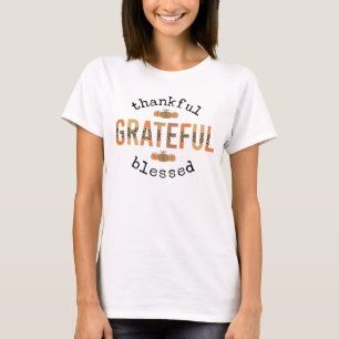 Thankful Grateful Blessed Cute Fall Thanksgiving T-Shirt