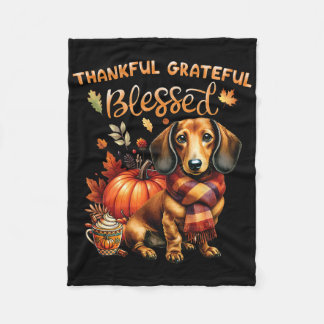 Thankful Grateful Blessed Dachshund Dog Fall Y'all Fleece Blanket
