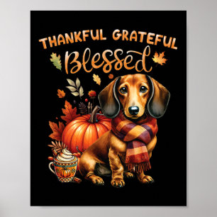 Thankful Grateful Blessed Dachshund Dog Fall Y'all Poster
