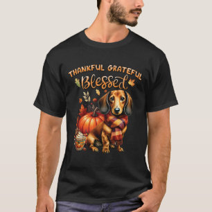 Thankful Grateful Blessed Dachshund Dog Fall Y'all T-Shirt