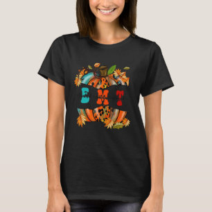 Thankful  Grateful  Blessed EMT Pumpkin Autumn Fal T-Shirt