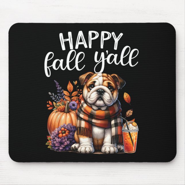 Thankful Grateful Blessed English Bulldog Fall Y'a Mouse Pad (Front)