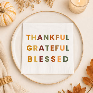 Thankful Grateful Blessed – Fall Colours Paper Napkin