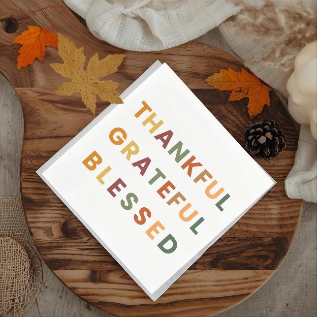 Thankful Grateful Blessed – Fall Colours Paper Napkin (Creator Uploaded)