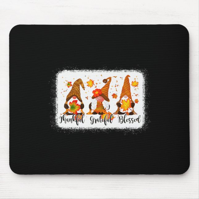 Thankful Grateful Blessed Fall Gnomes Autumn Thank Mouse Pad (Front)