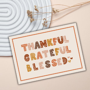 Thankful Grateful Blessed Fall Modern Colourful Thank You Card