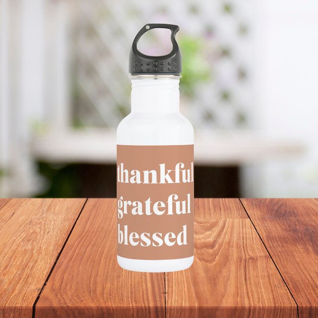 Thankful Grateful Blessed Fall Neutral  532 Ml Water Bottle (Creator Uploaded)