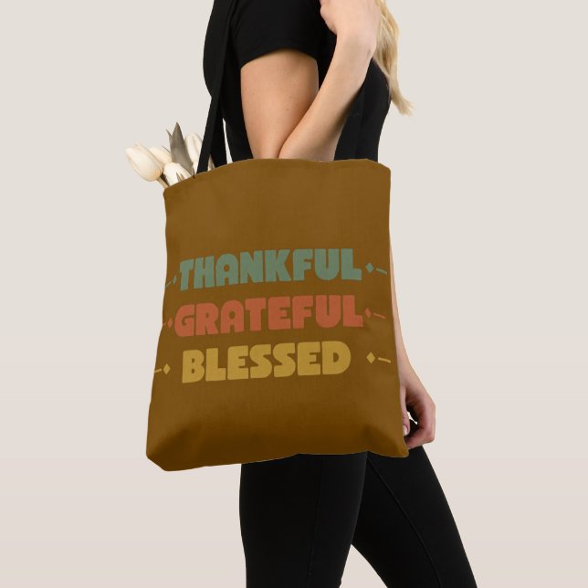 Thankful Grateful Blessed Fall Tote Bag (Close Up)