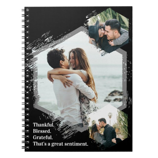 Thankful Grateful Blessed Family Photo Notebook (Front)