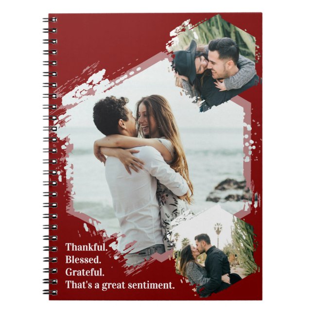 Thankful Grateful Blessed Family Photo Notebook (Front)