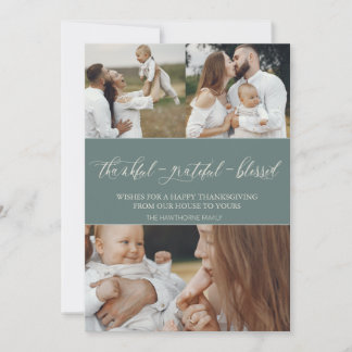 "Thankful Grateful Blessed" Family Picture Holiday Card