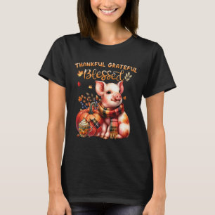 Thankful Grateful Blessed Farm Animal Pig Fall Y'a T-Shirt