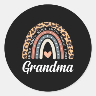 Thankful Grateful Blessed Grandma Thanksgiving Rai Classic Round Sticker